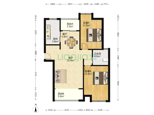 滴水湖馨苑一期 2室2厅1卫 118平方