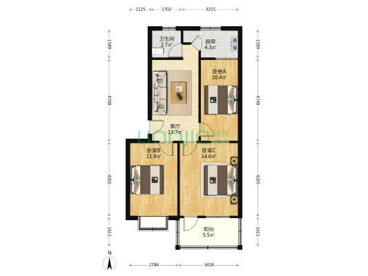 市府西二街 3室1厅1卫 79平方