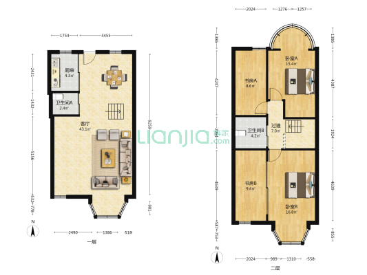 温州大厦公寓 4室1厅2卫 155平方