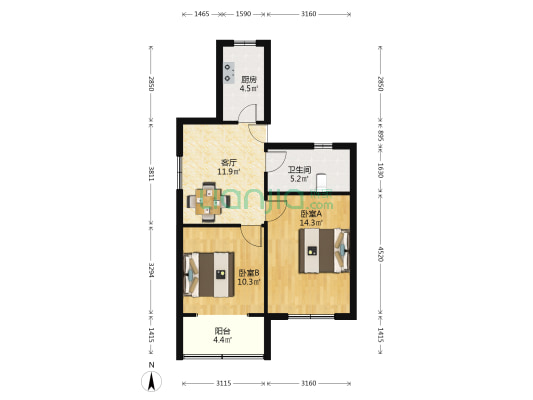 东沟七村 2室1厅1卫 61平方