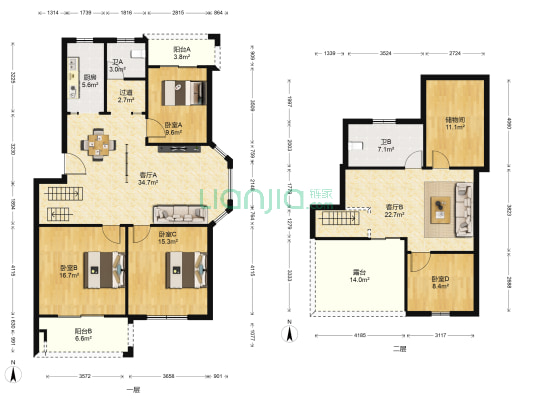 林语人家 4室2厅2卫 137平方