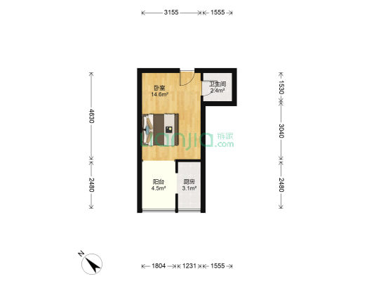 正能雅舍 1室0厅1卫 32平方