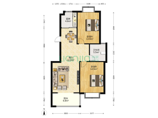 农垦丽景苑 2室1厅1卫 100平方