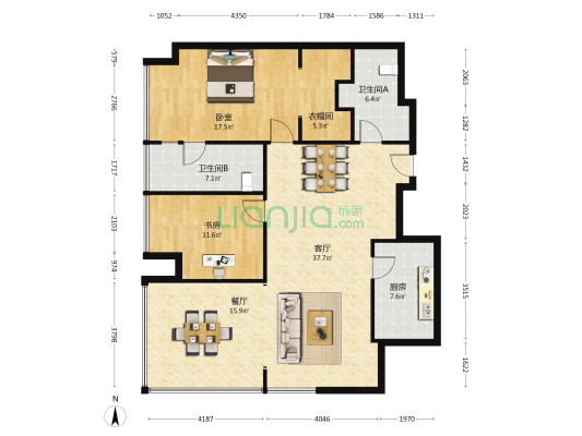 龙湖唐宁one 2室2厅2卫 160平方