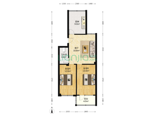 铁路润安小区 2室1厅1卫 60平方