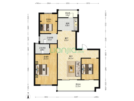项城碧桂园一期  3室2厅2卫 124平方