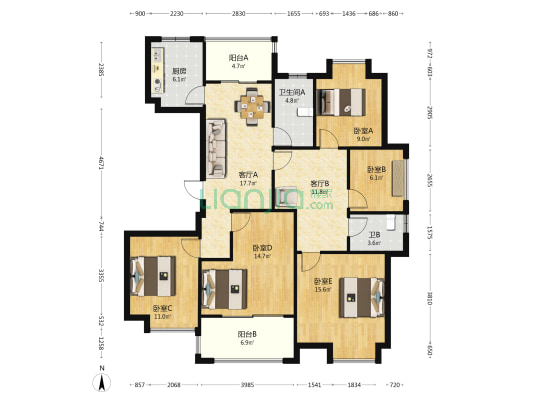 尚源佳苑 5室2厅2卫 139平方