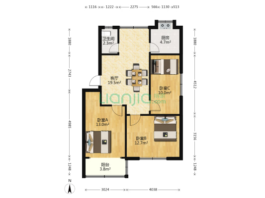 钟亭路8号 3室1厅1卫 82平方
