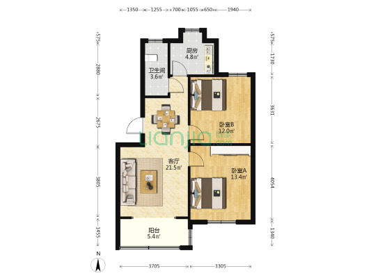 荟苑小区 2室1厅1卫 73平方