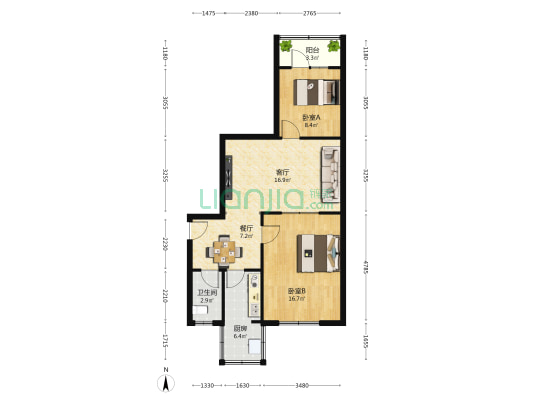 群星锦盛园小区 2室2厅1卫 77平方