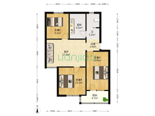 金康苑 3室1厅1卫 86平方