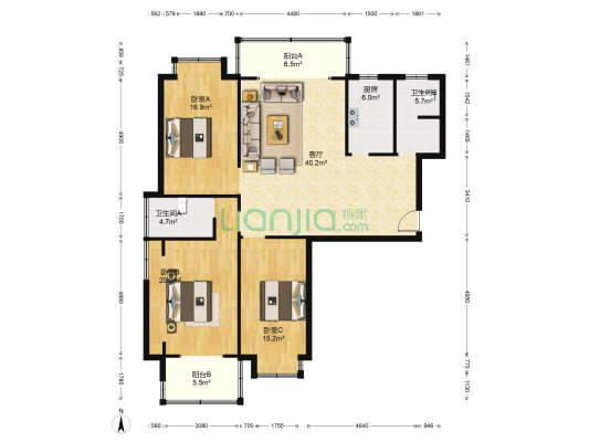 华辰丽景 3室1厅2卫 158平方