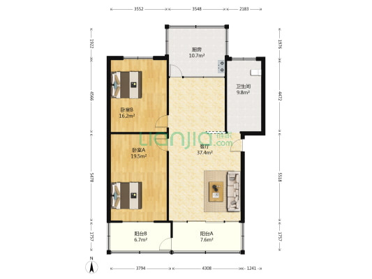 西十里铺南路12号院 2室1厅1卫 111平方