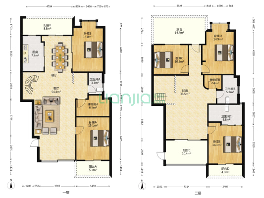 西提丽府 5室1厅3卫 255平方