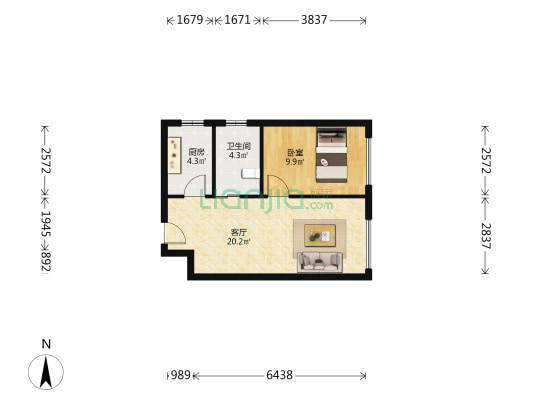 云泽经典 1室1厅1卫 49平方