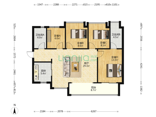 新希望金洲府 4室1厅2卫 111平方