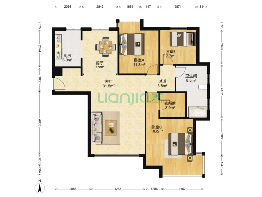 中信·珺台碧珺园 3室2厅1卫 138平方