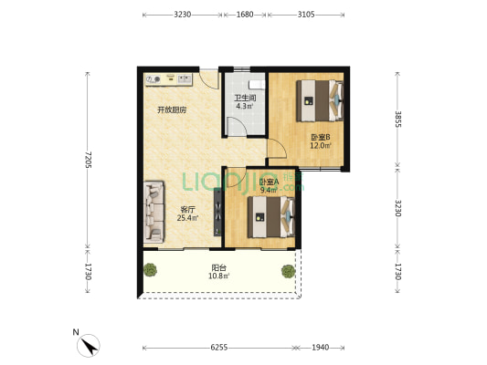 凤凰水城南岸 2室1厅1卫 69平方