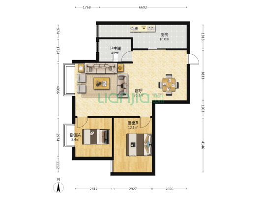 锦溪铭都 2室1厅1卫 90平方
