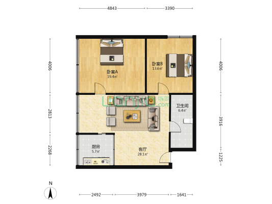 兰州市自考办（詹家拐子） 2室1厅1卫 84平方