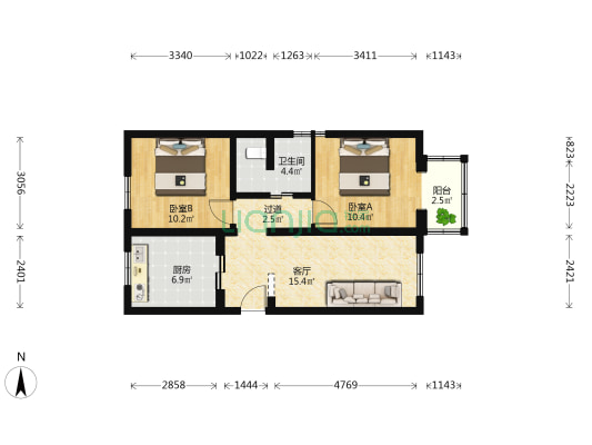 樱桃二条 2室1厅1卫 69平方