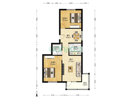 城建设计院家属院 2室2厅1卫 76平方