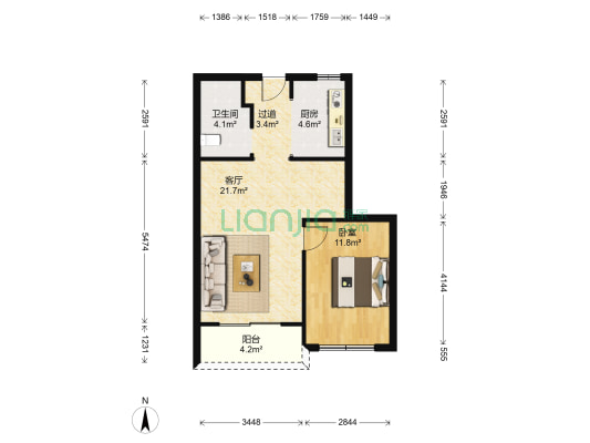 大华文锦商厦 1室1厅1卫 221平方