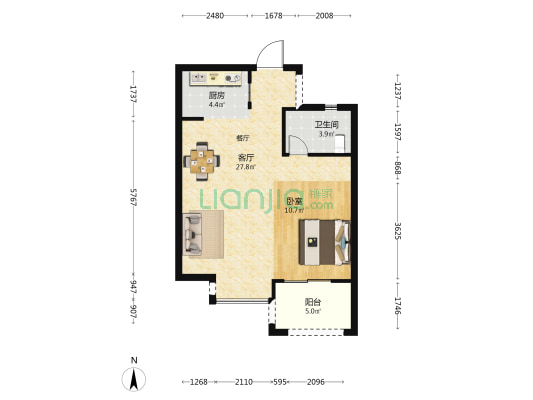 凯景悦江山 1室1厅1卫 106平方