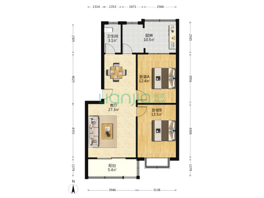 官塘小区 2室1厅1卫 82平方