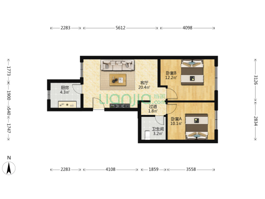 仁悦居9号院 2室1厅1卫 79平方