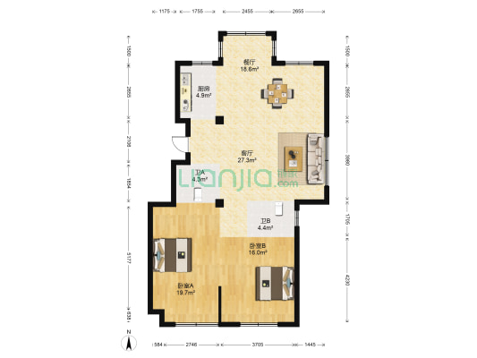 兰丰苑 2室2厅2卫 123平方