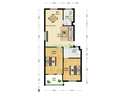 铁四院清气园 2室2厅1卫 94平方