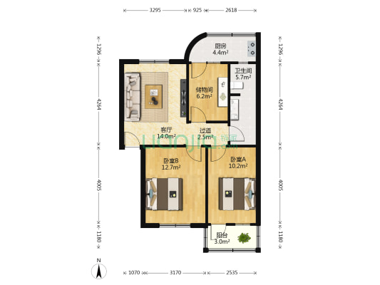 许昌县县医药公司家属院 2室1厅1卫 73平方