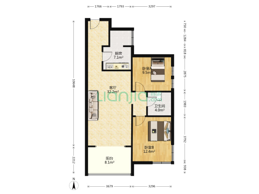 金岸红堡 · 天著 2室1厅1卫 93平方