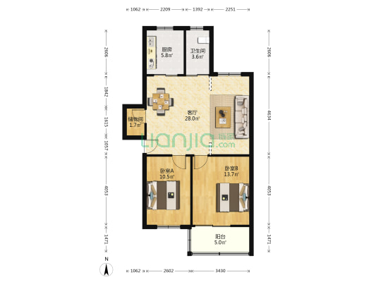 中圣街 2室1厅1卫 88平方