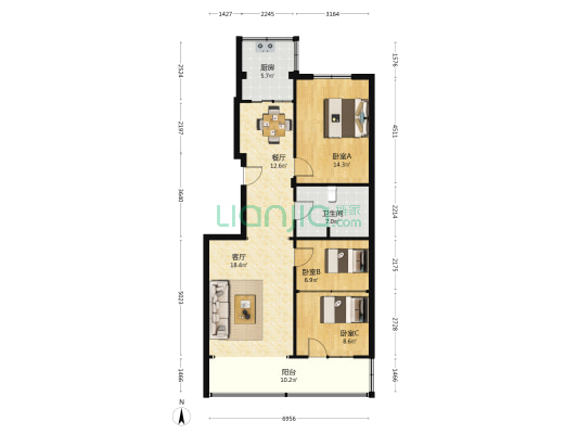甘肃火电工程公司安宁小区 3室2厅1卫 111平方