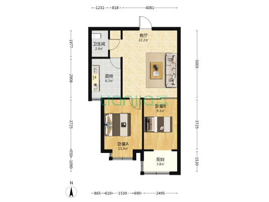 柳林国粹 2室1厅1卫 79平方