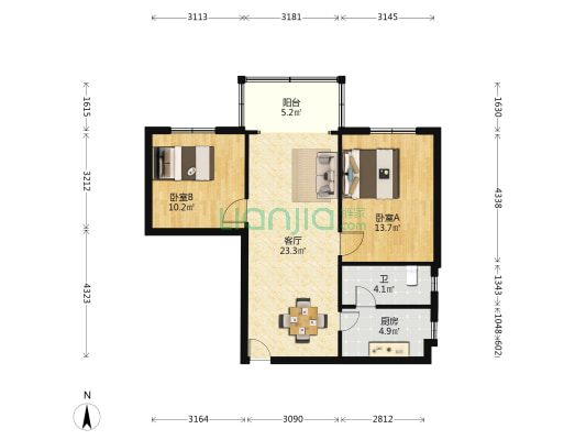 古楼六村 2室1厅1卫 76平方