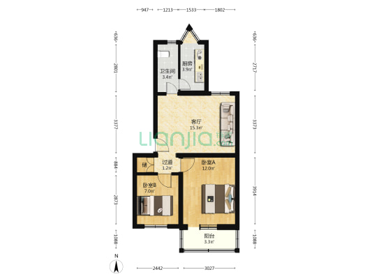 良乡西路8号 2室1厅1卫 60平方
