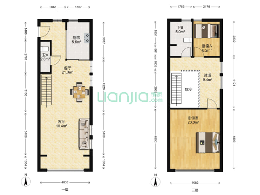 宽塘爱情公寓 2室2厅2卫 63平方