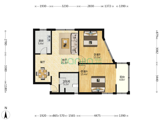 中山大楼(黄浦) 2室1厅1卫 97平方