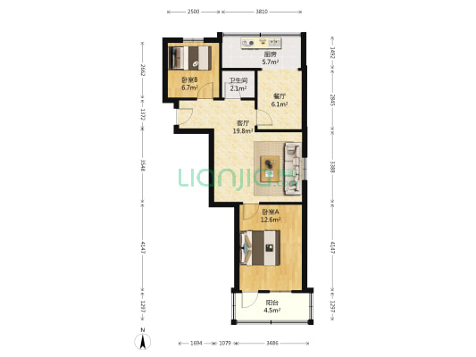 万寿路18-3号 2室2厅1卫 70平方
