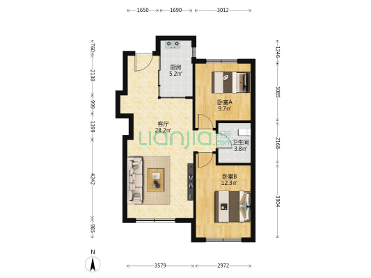 星光宸阅 2室1厅1卫 77平方