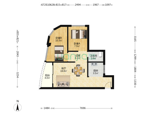 坦诚街 2室1厅1卫 61平方