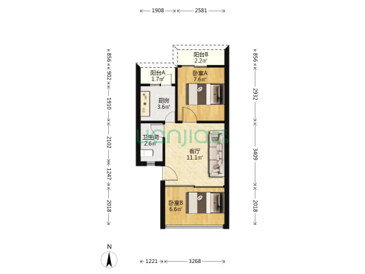 名阳阁 2室1厅1卫 47平方