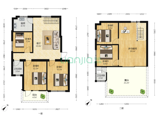 平等商厦 6室1厅2卫 85平方
