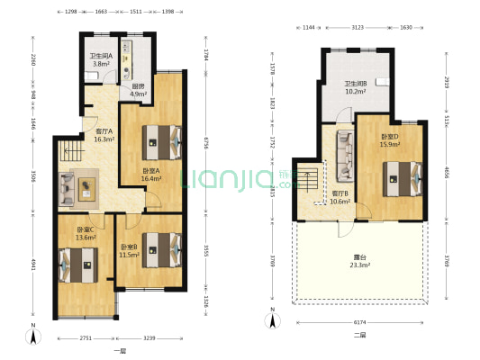 新江浦公寓 4室2厅2卫 127平方