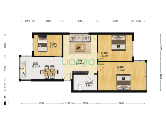 八鸽岩铁路小区 3室1厅1卫 92平方