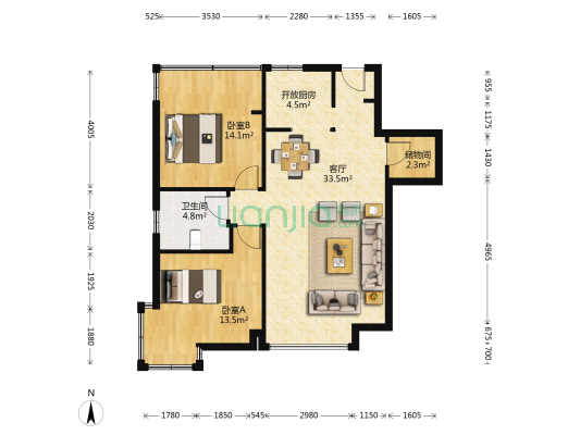 泰隆苑 2室1厅1卫 90平方