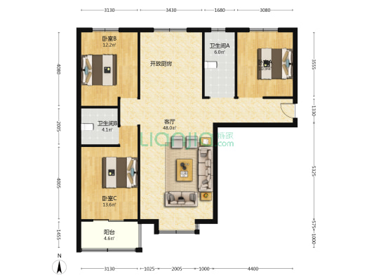 绿溪小镇 3室1厅2卫 139平方